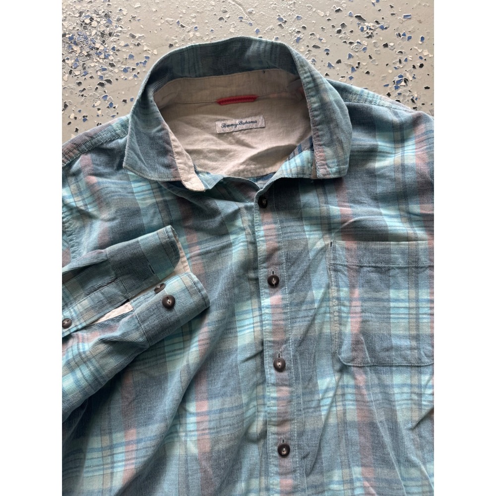 Tommy Bahama Plaid‎ Button Up Shirt Long Sleeve Casual Mens Large